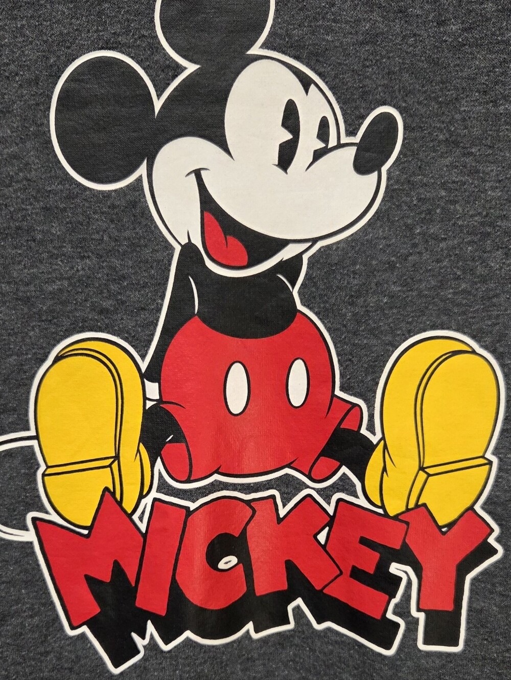 Disney Mickey Mouse Unisex Gray Pullover Fleece Hoodie, Graphic, Pockets, Med